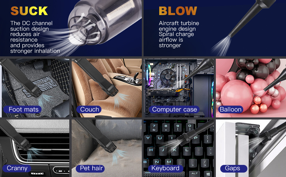 Vacuum cleaner can be used for both blowing and suction, cleaning various scenes and dust.
