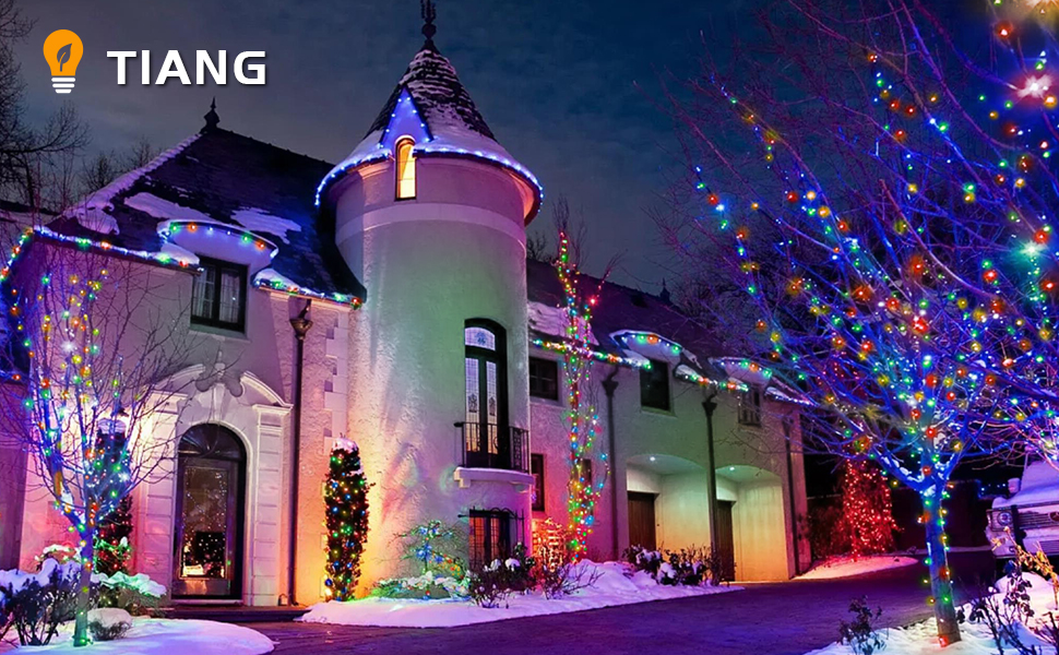 TIANG Solar String Lights Outdoor, 72ft 200 LED 8 Modes Multicolor
