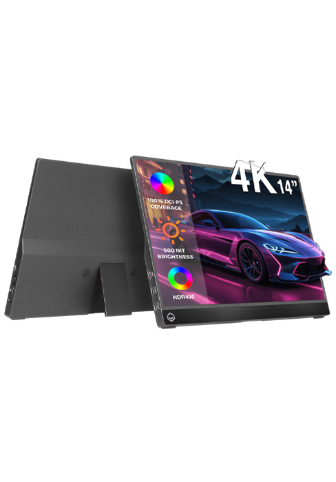 DroiX PM14 4K portable monitor for laptop, 14" screen with 100% DCI-P3 color gamut