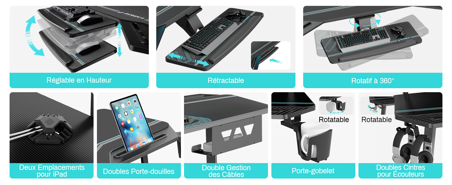 bureau gaming eureka ergonomic led black friday tablette clavier souris