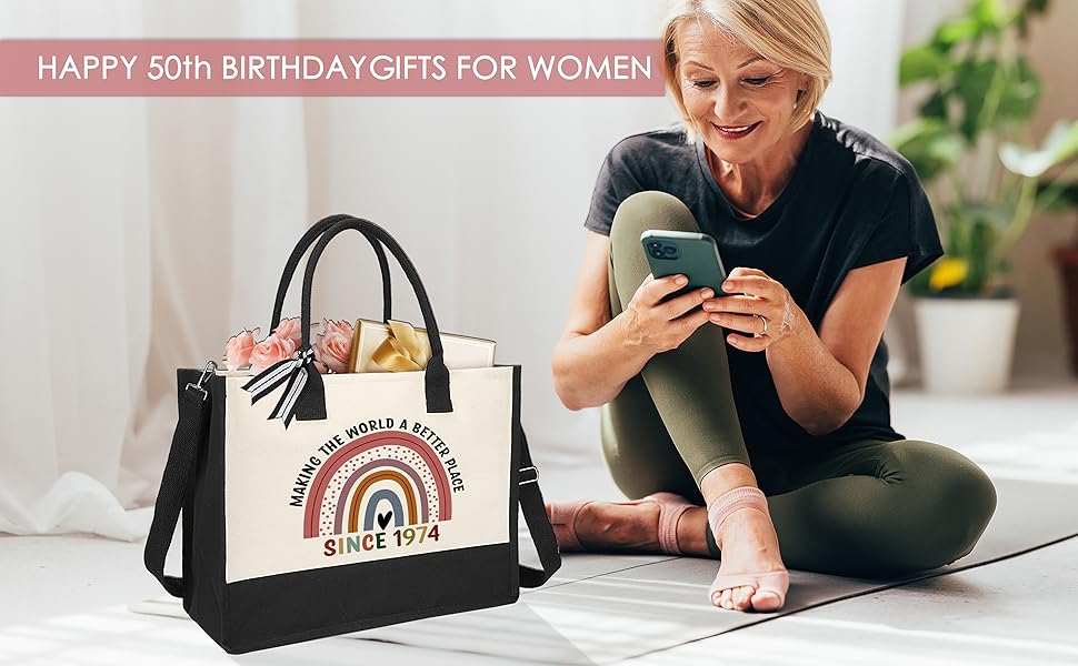 Amazon.com: AYERMOYO Tote Bag, 50th Birthday Gift for Women