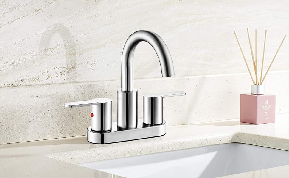 Chrome 4 Inch Centerset Bathroom Sink Faucet 3 Holes with