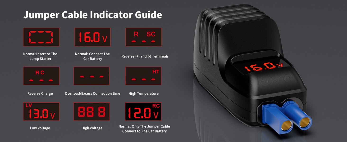 NEXPOW jump starter LED error codes diagram