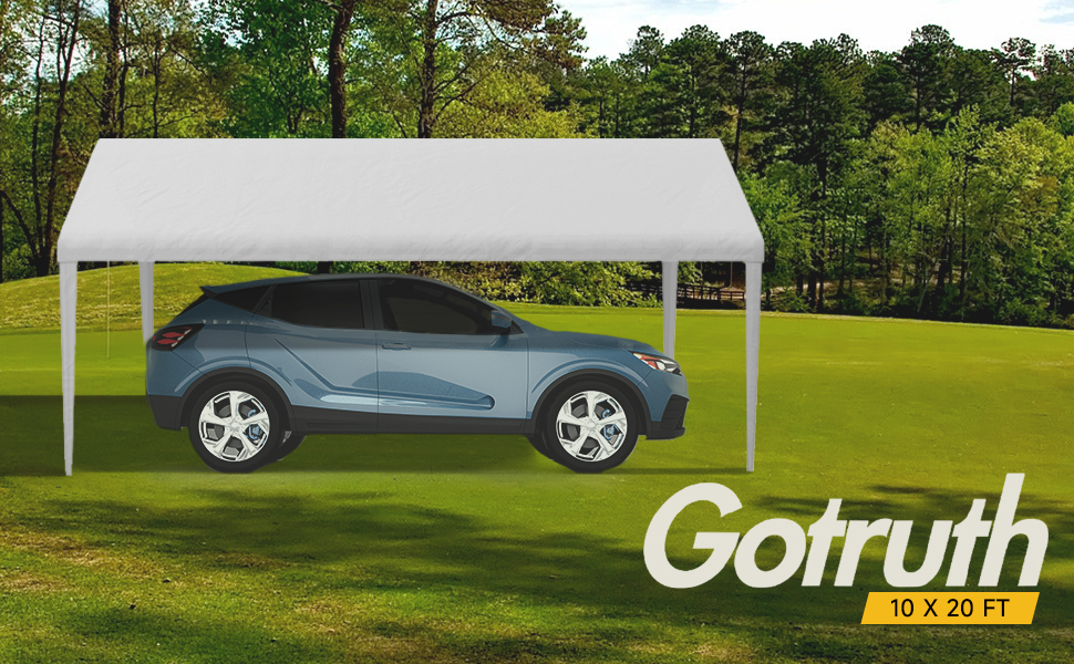 GOTRUTH 10x20 Canopy Replacement Cover, Carport Replacement Canopy, 800D Oxford