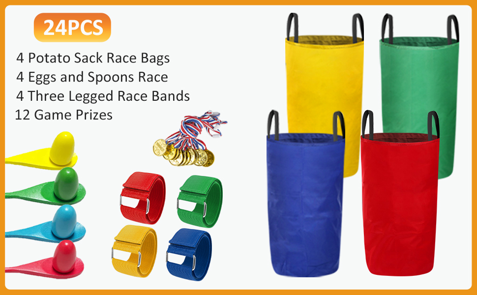 Potato Sack Race Bags for Kids 38 Outdoor Games, 3Legged