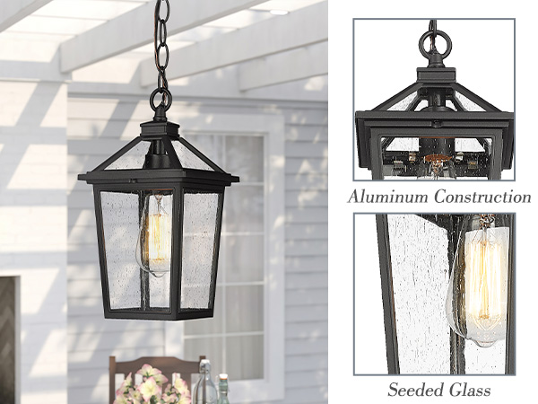 zeyu Farmhouse Outdoor Ceiling Hanging Light, 12 Inch