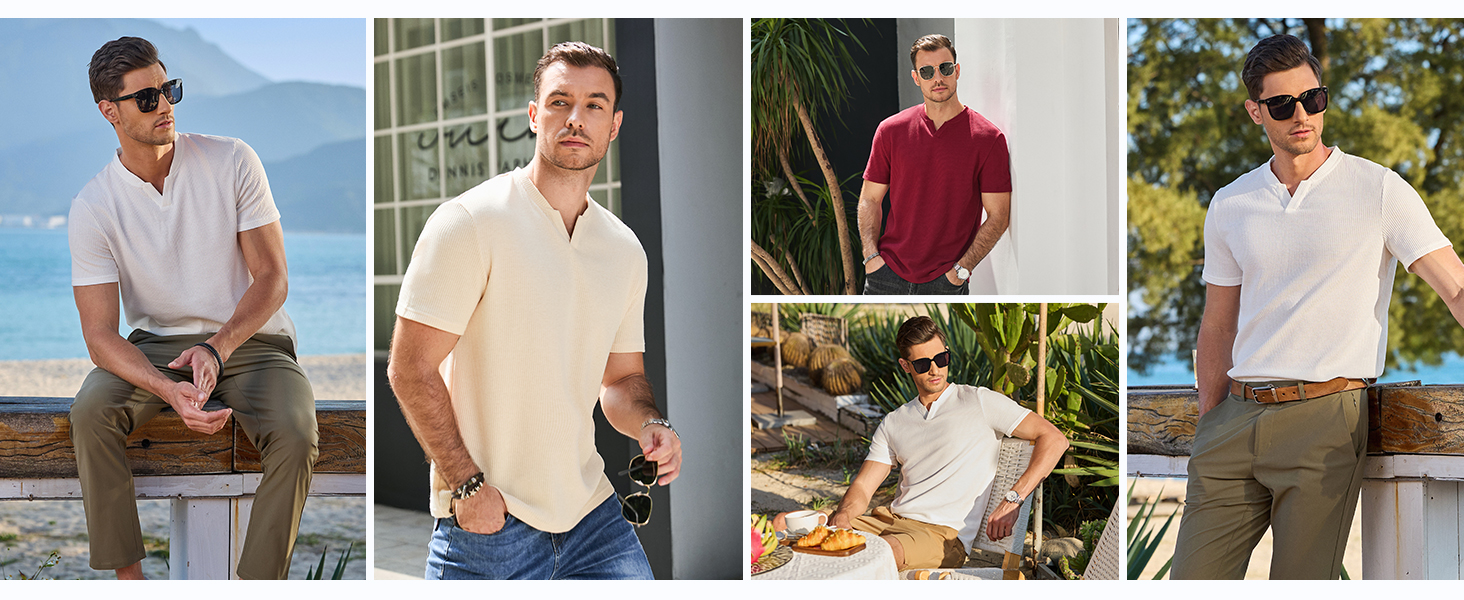 JMIERR Mens Waffle Cotton T Shirt