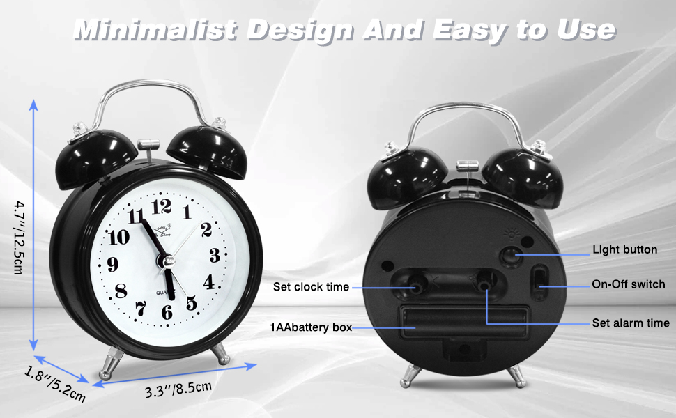 OWill Twin Bell Alarm Clock with 3D Dial Simple, Super
