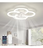 FTZVRD Low Profile Ceiling Fans with Lights and Remote, Fandelier Ceiling Fan Flush Mount, 3000K-...