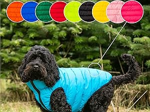 HUGO & HUDSON Reversible Dog Puffer Jacket, Windproof Water Resistant Coat, Light Pink & Grey, S30 15 10 Colours