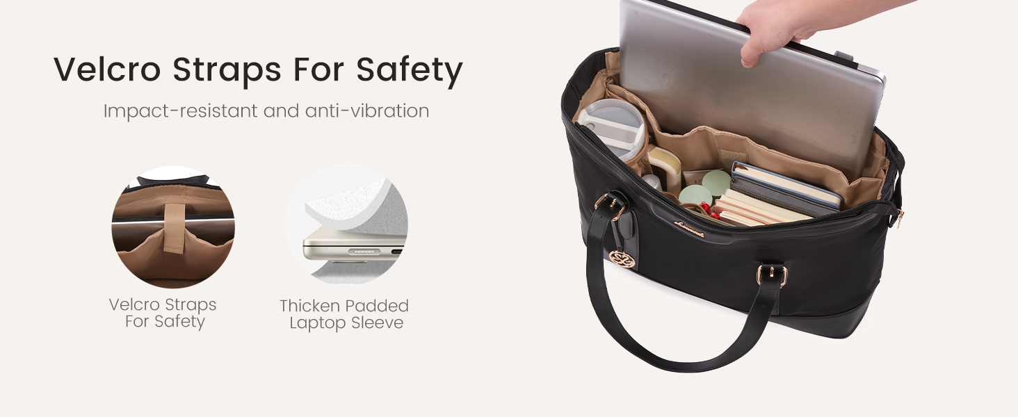 The work tote bags features separate laptop compartments with thick protective design