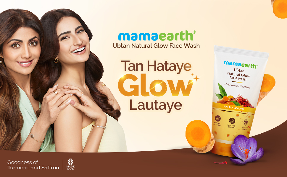Mamaearth Ubtan Natural Glow Face Wash with Turmeric & Saffron | For Tan Removal & Skin brightening