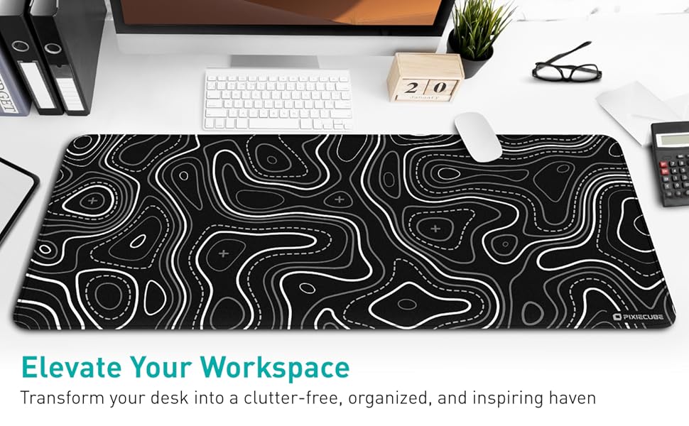 Minimalist Topographic Map Mouse Pad Contour Extended Large Stitch