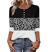 Zeagoo 3/4 Length Sleeve Women Tops Crew Neck Blouses Dressy Casual Summer T Shirts Loose Fit Bus...