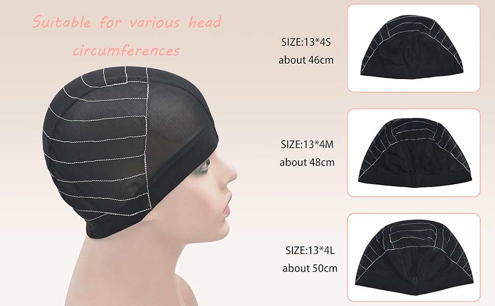Mesh Dome Wig Cap with Guideline Map