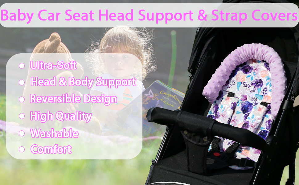 baby car seat head support & strap covers