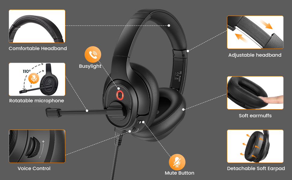 H2 Headset with microphone for laptop