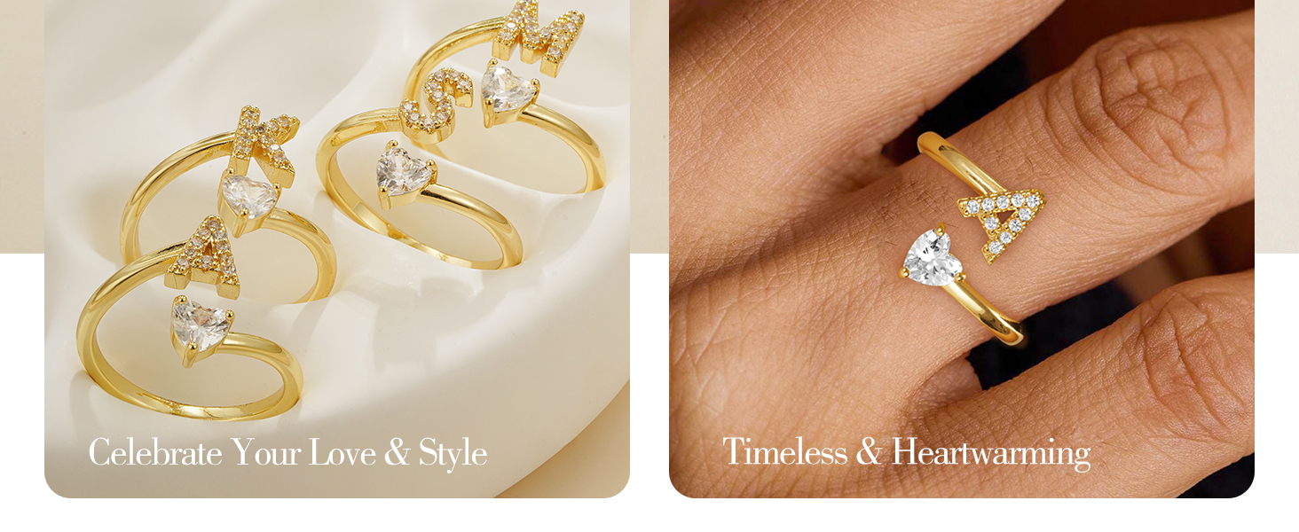 gold initial rings for women