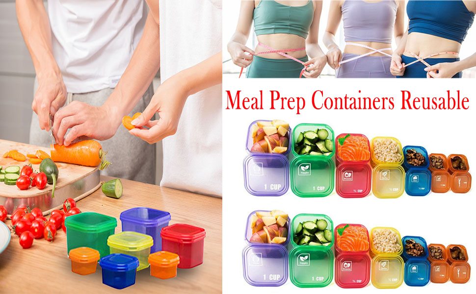 MOVKZACV 21 Day Portion Control Container kit 14 Pieces Healthy Eating Portion Control Pots
