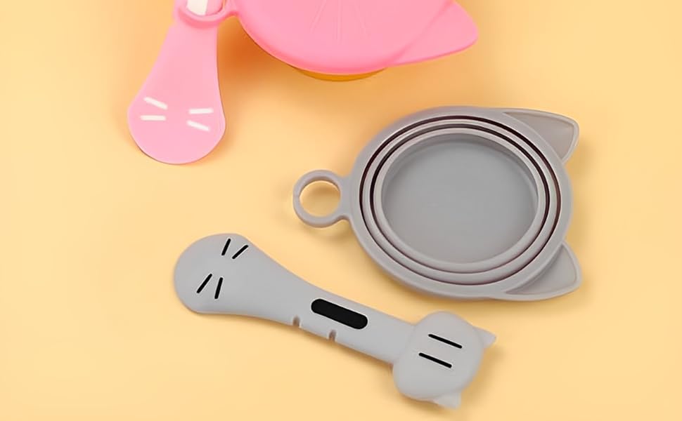 CUITIBI Cat Food Can Lids and Spoon,Cat Wet Food Spoon With