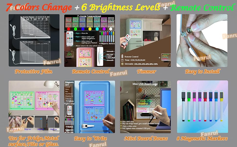 15.74 X 11.81" LED Acrylic Magnetic Planner with Remote