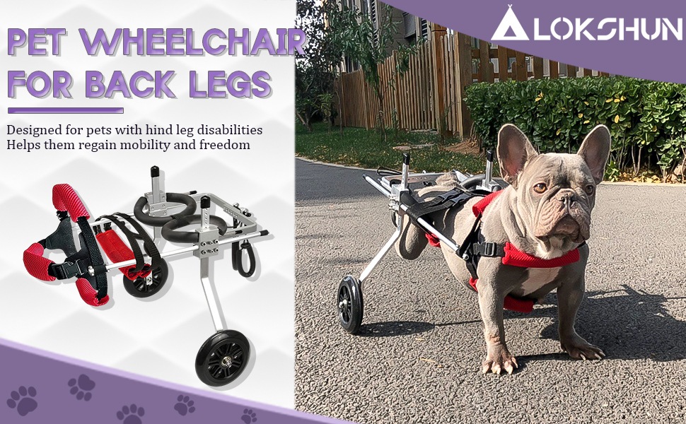 Lokshun Dog Wheelchair for Back Legs Large Dog Carts with Wheels Adjustable