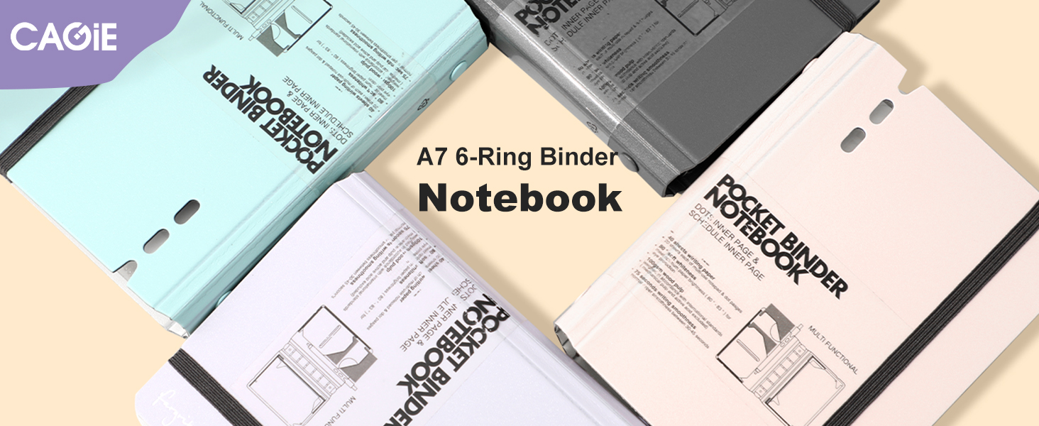 CAGIE A7 Small Binder Notebook with Removable Pages
