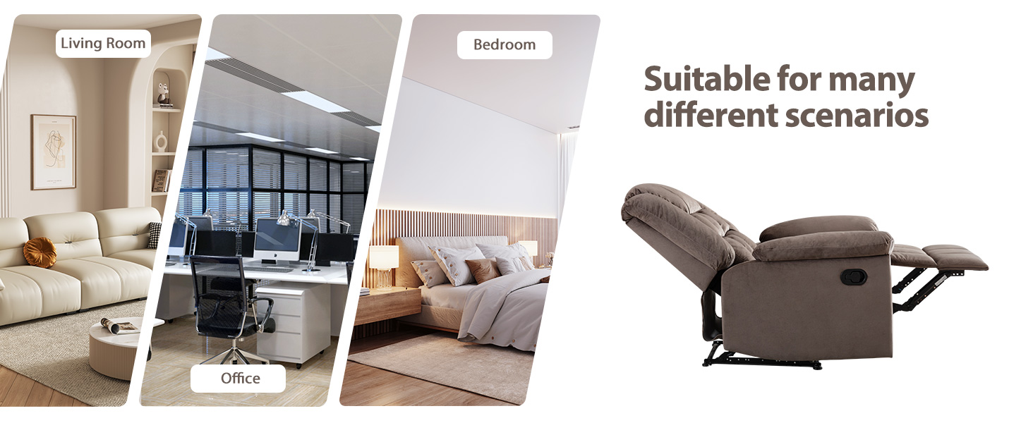 EBELLO Manual Recliner Chair, Classic Overstuffed Recliner