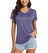 MAGCOMSEN Women's V Neck Workout Shirts Short Sleeve Moisture Wicking Yoga T-shirts Quick Dry Ath...