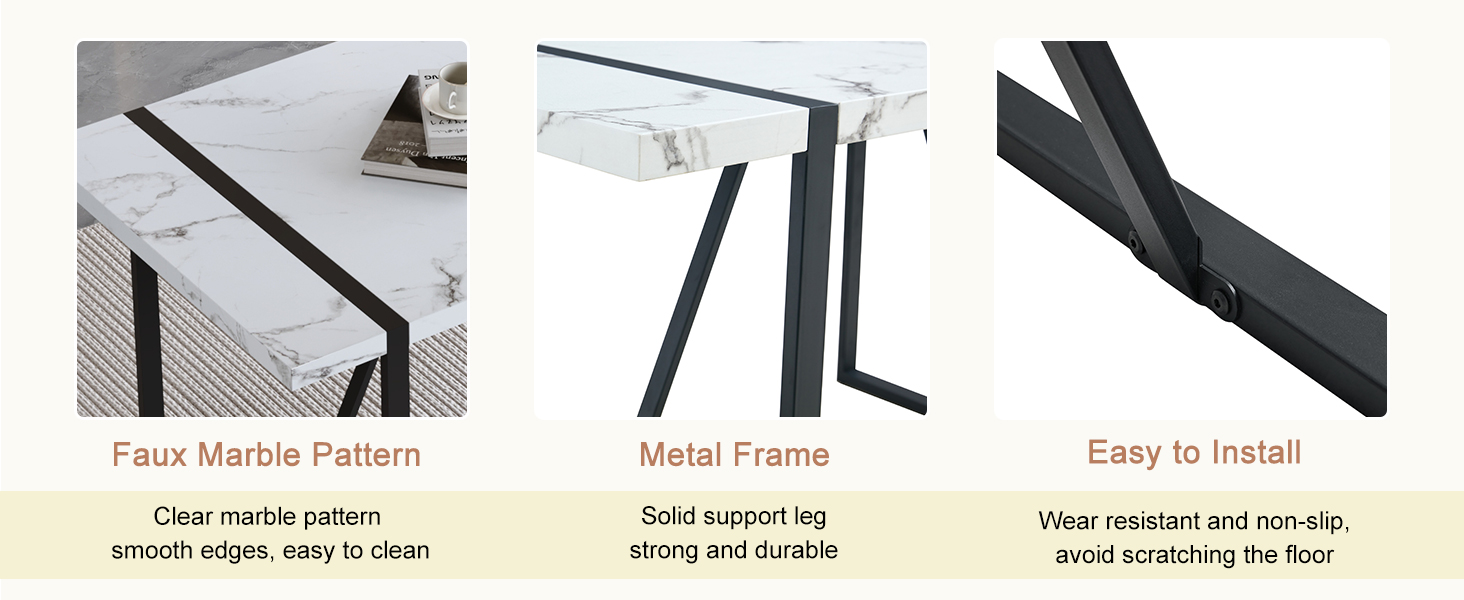 55'' White Dining Table, Modern Kitchen Table, Rectangular