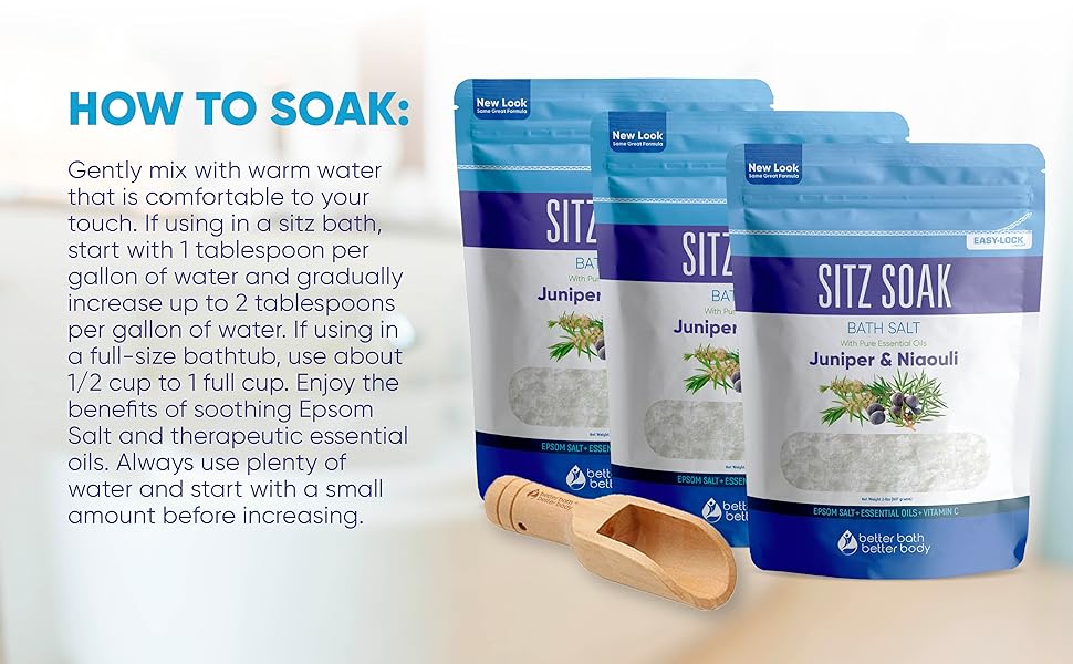 Sitz Bath Salt (3Pack Plus Scoop) Hemorrhoid Soothing Sitz