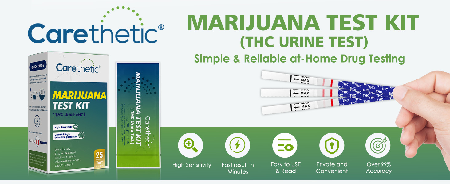 Carethetic THC Test Strips for Marijuana Highly Sensitive