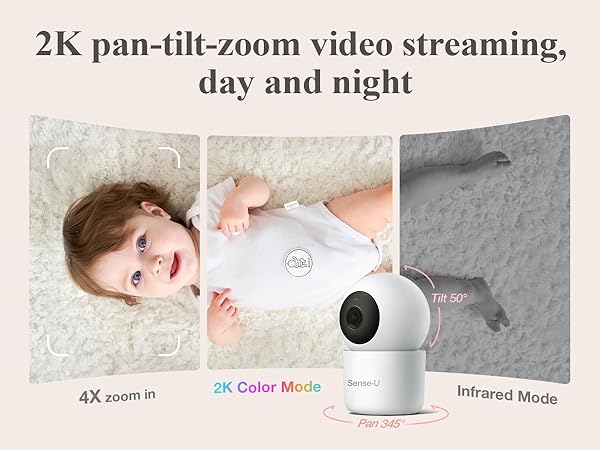 Sense-U PTZ (2K) SU-WA003 ベビーモニター Amazon.com: Sense-U Smart Baby Monitor +2K PTZ Camera