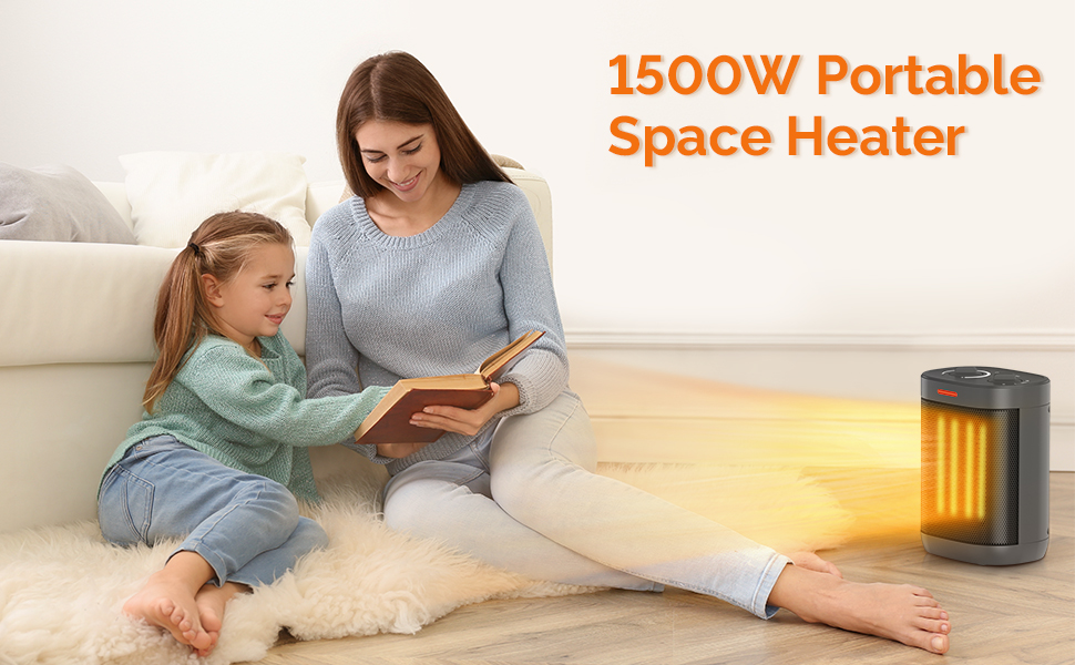 Ceramic Space Heater, Electric Heater 1500W with Adjustable