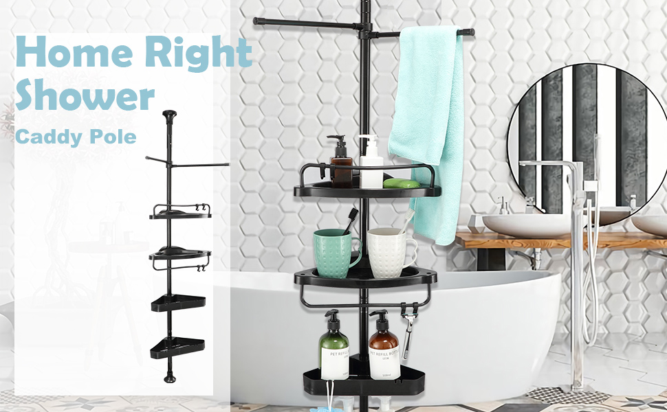 HOME RIGHT Corner Shower Caddy Tension Pole Standing