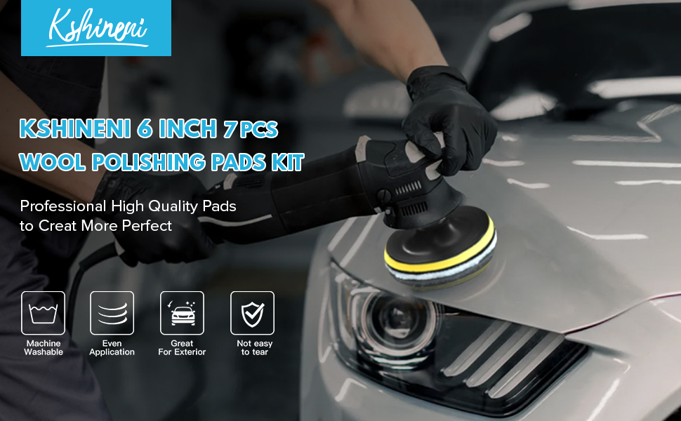 Kshineni 7 Pcs 6 Inch (150mm) Wool Polishing Buffing Pad