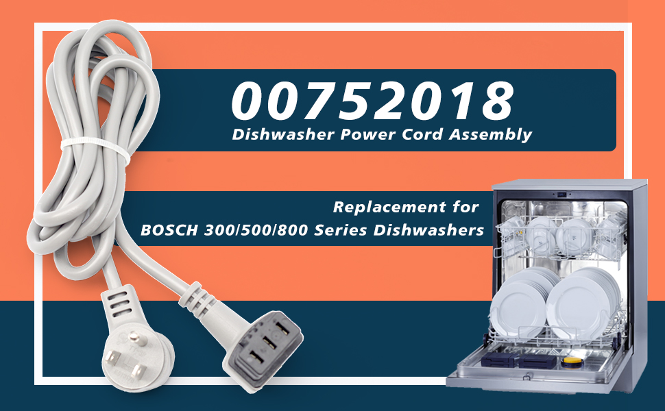 00752018 Dishwasher Junction Box and Power Cord Assembly