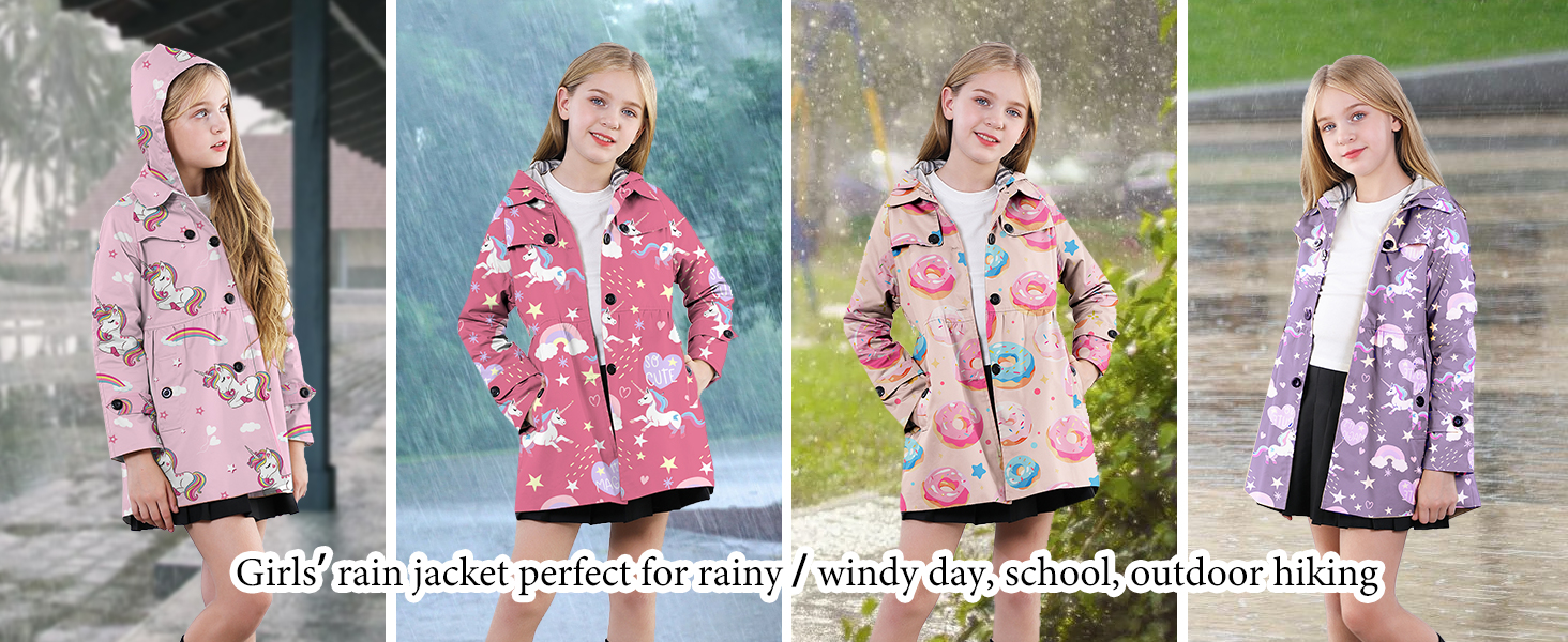 Windbreaker Raincoats for Girls