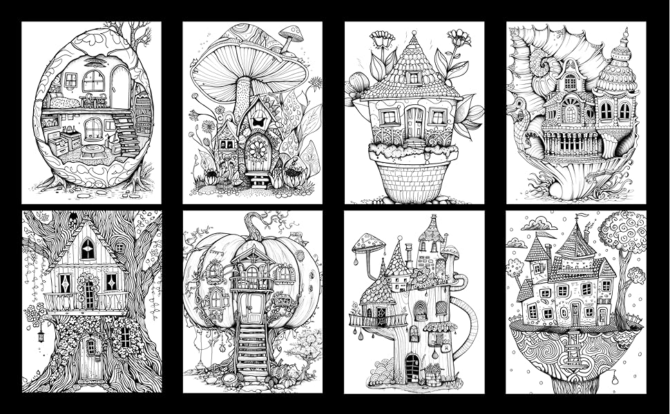Maisons Fantastiques Livre de Coloriage pour Adultes Designs fantaisistes avec des demeures