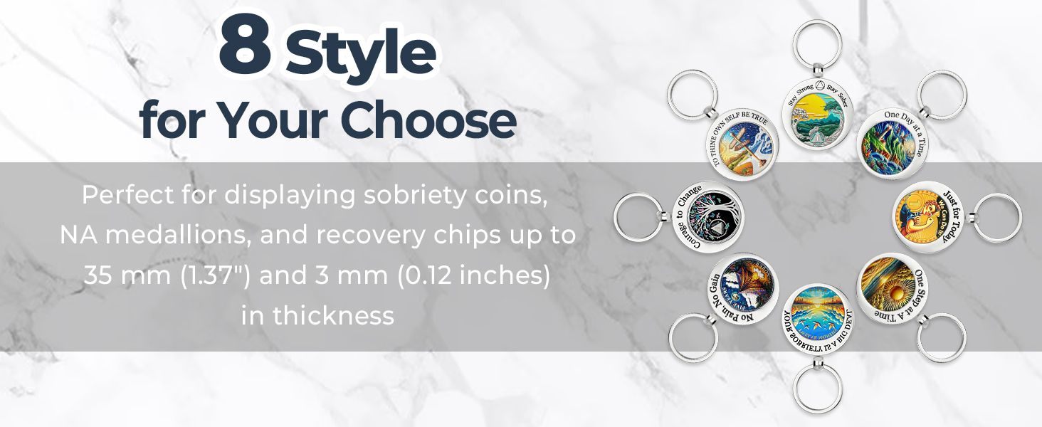 sobriety gifts, aa coin keychain holder, sobriety chip keychain holder