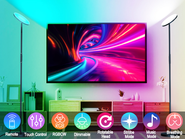 Yikuneng Modern LED Standing Floor Lamp with Remote & Touch