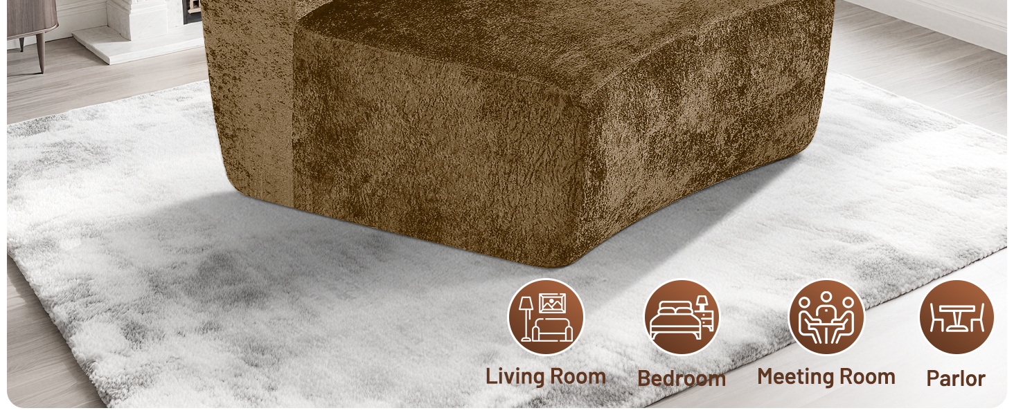 HABUTWAY Modular Sectional Sofa Memory Foam Filled Single Sofa Chair with Deep Seat, Modern Sofa Couches for Living Room Apartment Office, No Assembly Required, Brown 10 Curved Sofa