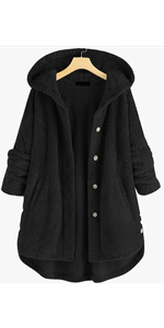 FeelMeStyle Women Long Sleeve Solid Double-sided fluff Open Front Hooded Jacket Plush Coats Outwear