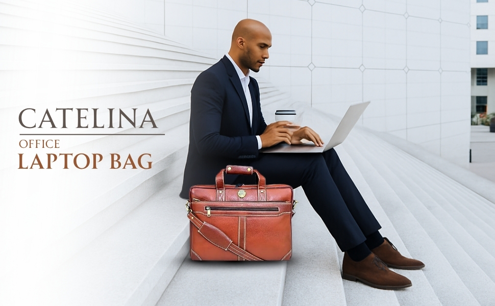 men office laptop bag faux leather briefcase brown business messenger bag work travel shoulder strap