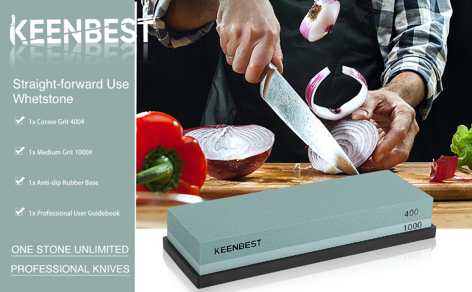 KEENBEST Whetstone Actual Grit Premium Material 2 Side 400 1000 Grit