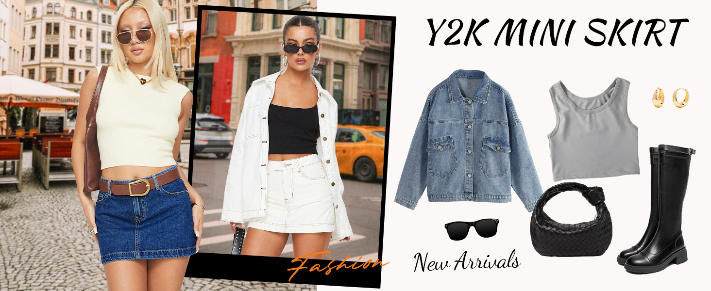 y2k denim mini skort