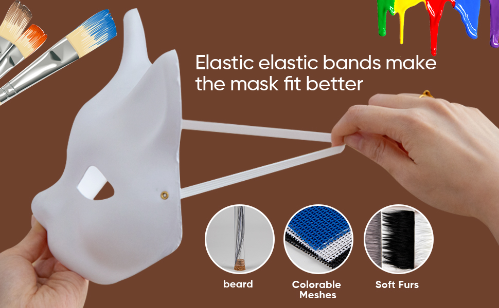 Cat Mask with Eye Mesh Fur and Beard