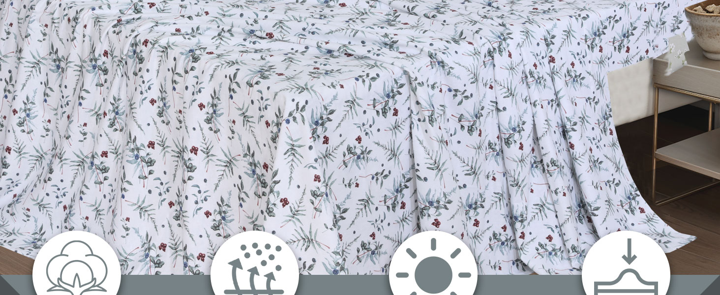 RUVANTI Flannel Sheets California King Size 6 Pcs 100