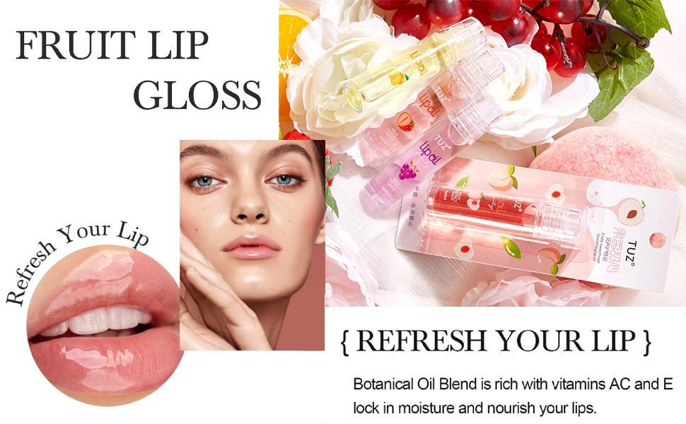 YIBABY Moisturizing Lip Oil 4Pcs Transparent Rollon Lip Oil Set Plumping Lip Oil