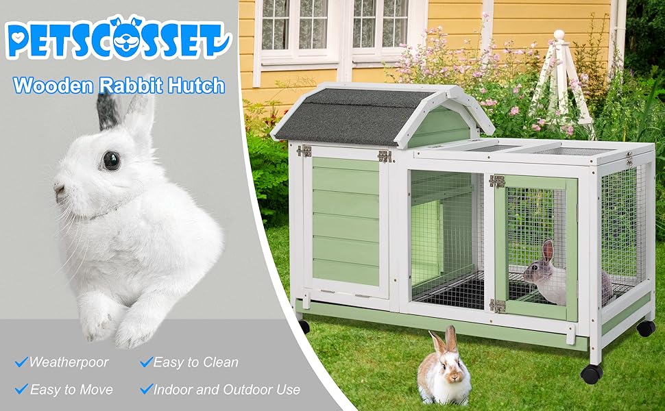 PetsCosset Rabbit Hutch Indoor Rabbit Cage Indoor Rabbit